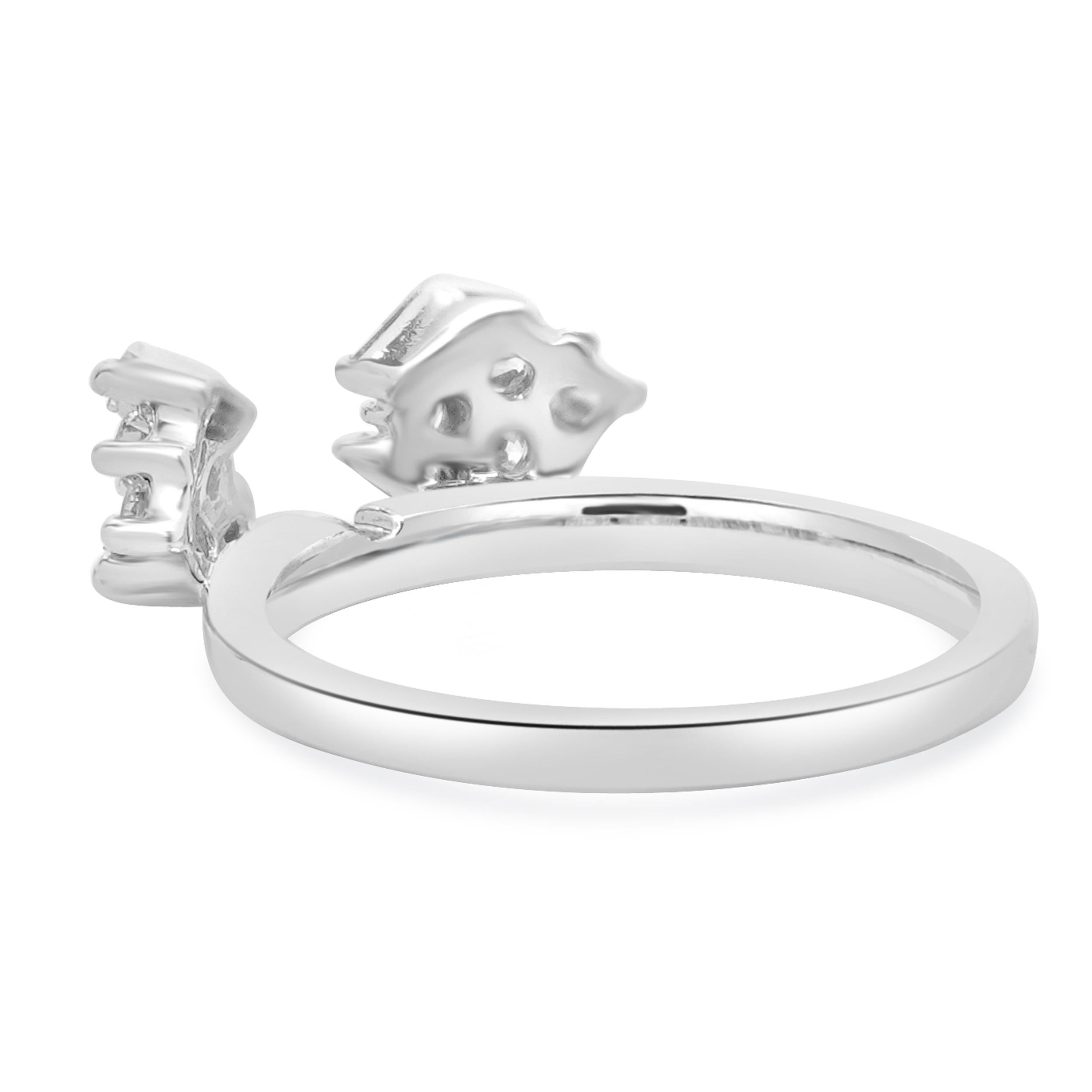 Baguette Cut 14 Karat White Gold Diamond Ring Gaurd For Sale
