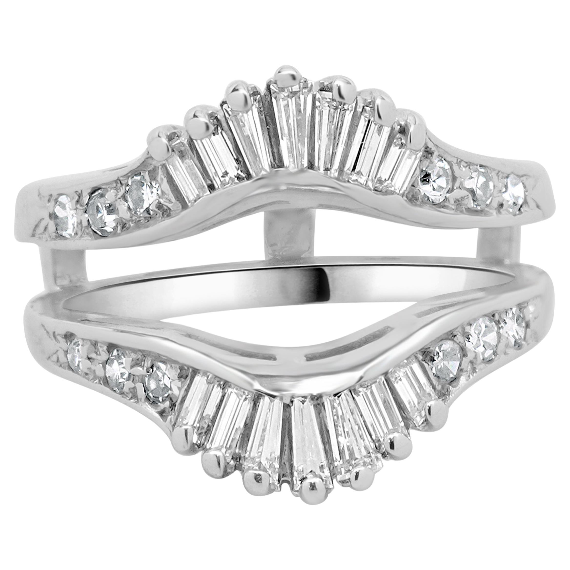 14 Karat White Gold Diamond Ring Guard	 For Sale