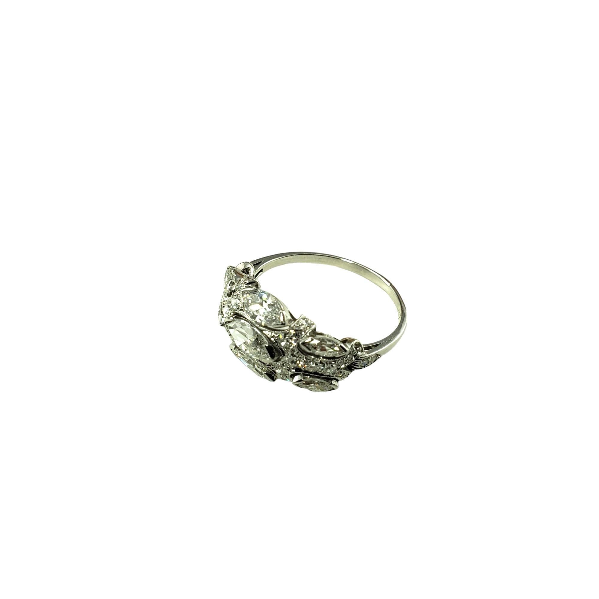Marquise Cut 14 Karat White Gold Diamond Ring Size 8 JAGi Certified #21365 For Sale
