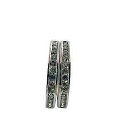 14 Karat White Gold Diamond Round Hoop Earrings #16756