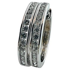 Orecchini a cerchio tondi con diamante in oro bianco 14 carati #16756