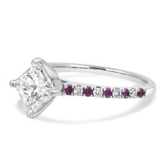 14 Karat White Gold Diamond & Ruby Engagement Ring