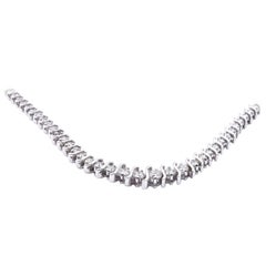 14 Karat White Gold Diamond “S” Link Graduated Inline Necklace