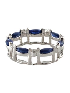 14 Karat White Gold Diamond & Sapphire Circle Pendant #18939