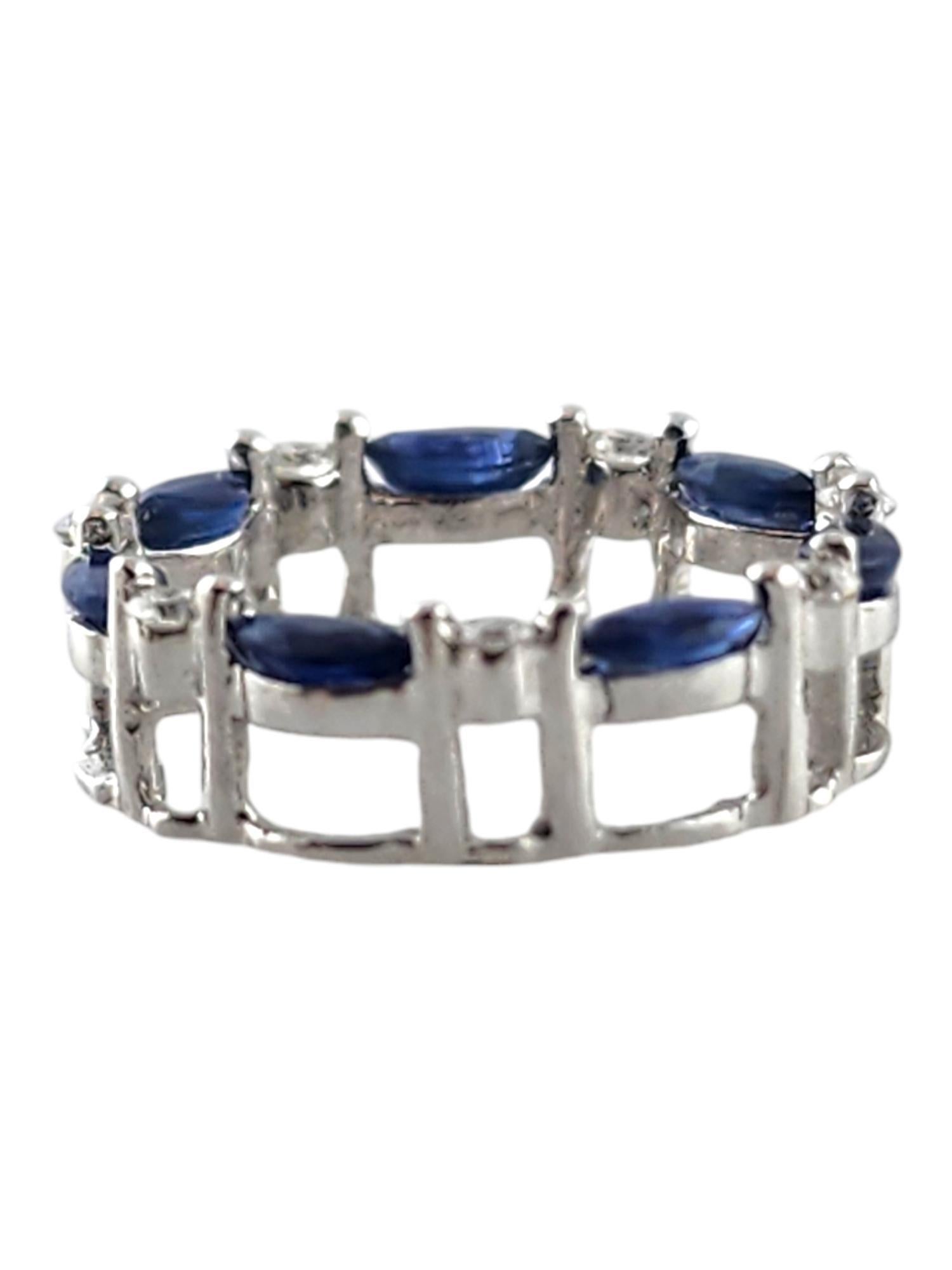 Brilliant Cut 14 Karat White Gold Diamond & Sapphire Circle Pendant #18939