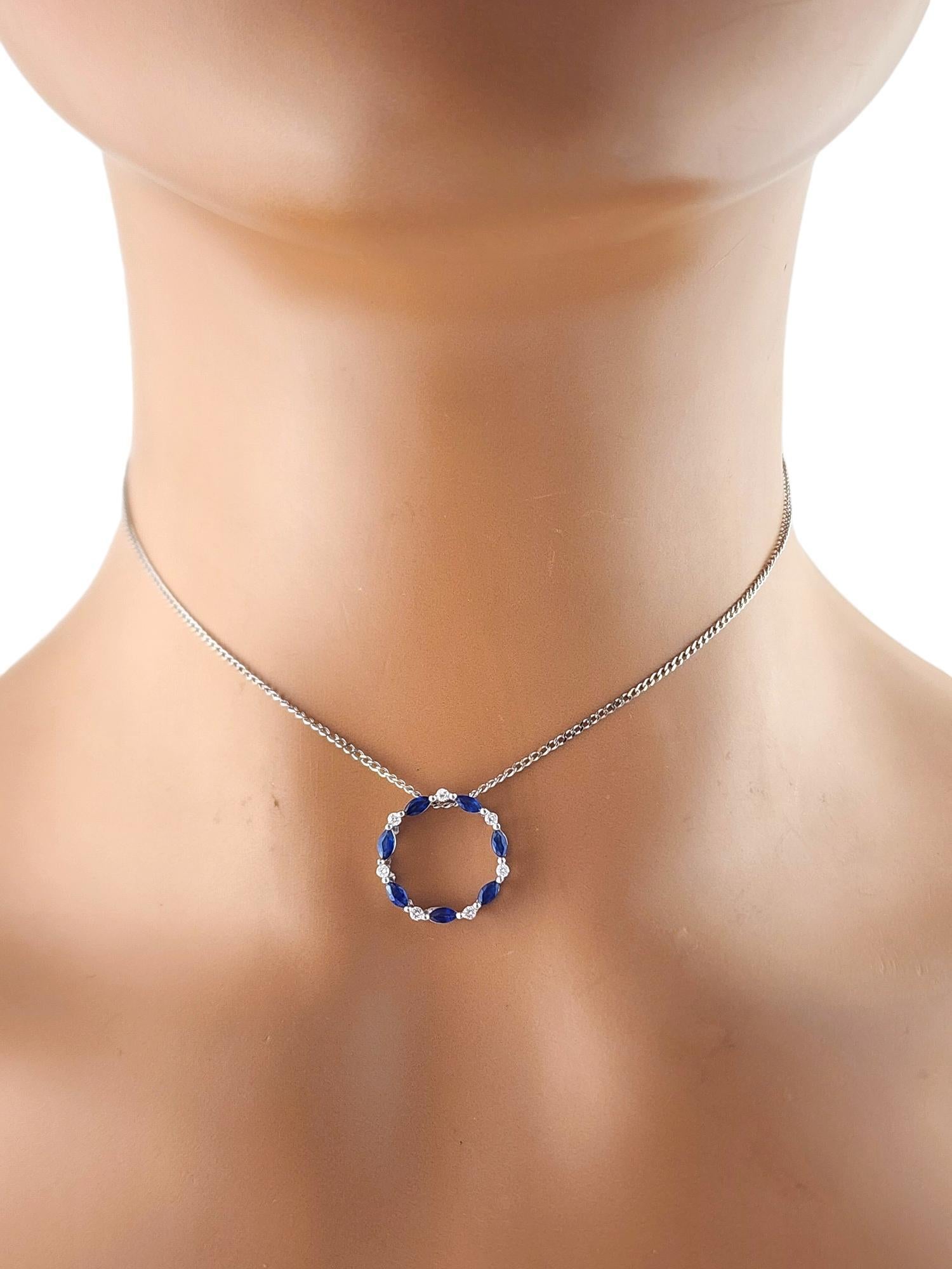 14 Karat White Gold Diamond & Sapphire Circle Pendant #18939 2