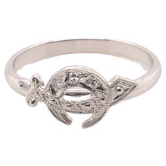 14 Karat White Gold Diamond Scimitar Ring