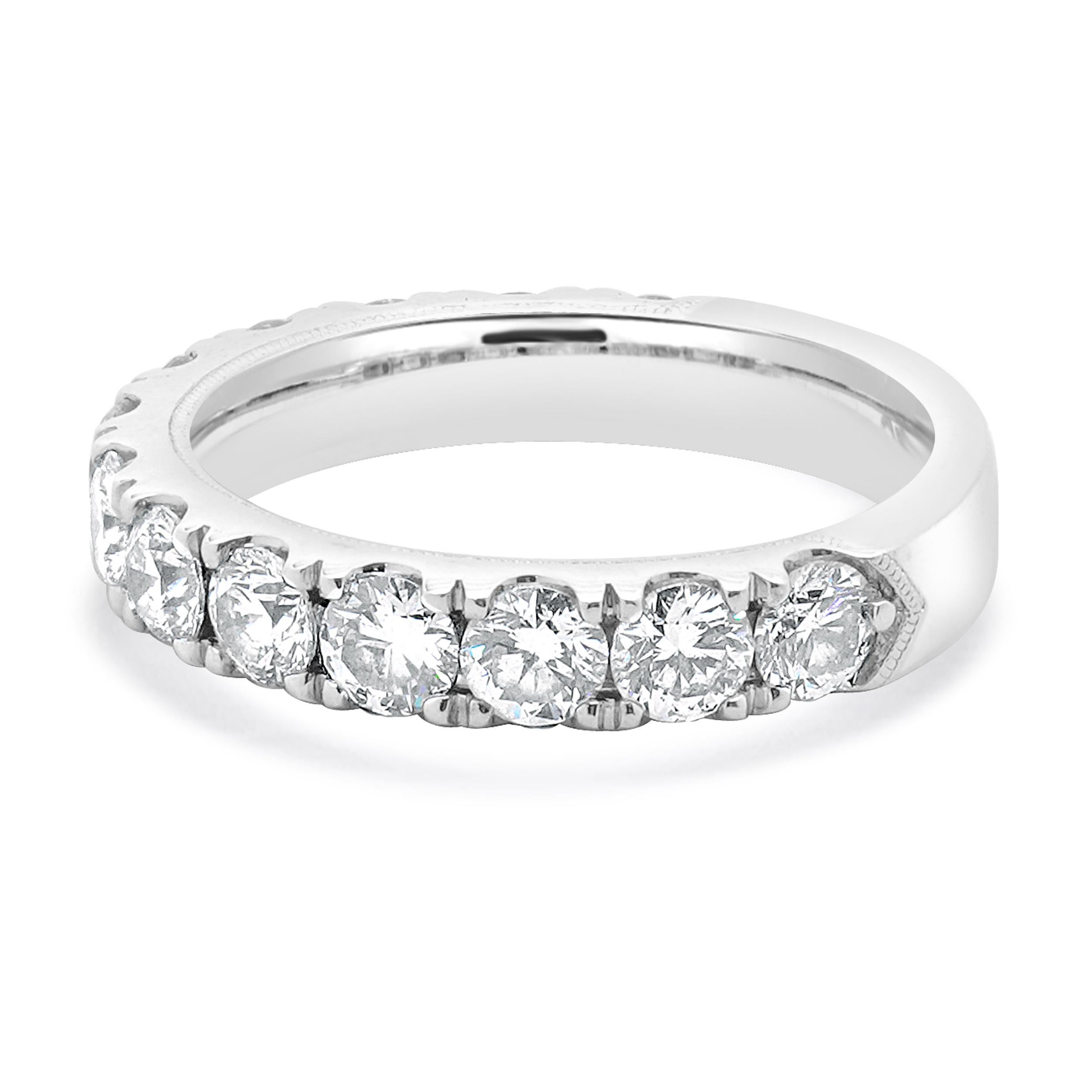 Designer: custom
Material: 14K white gold
Diamond: 13 round cut = 2.00cttw
Color: I
Clarity: SI2
GSI: 8955480115
Ring size: 6.5 (please allow two additional shipping days for sizing requests)
Weight: 4.7 grams

