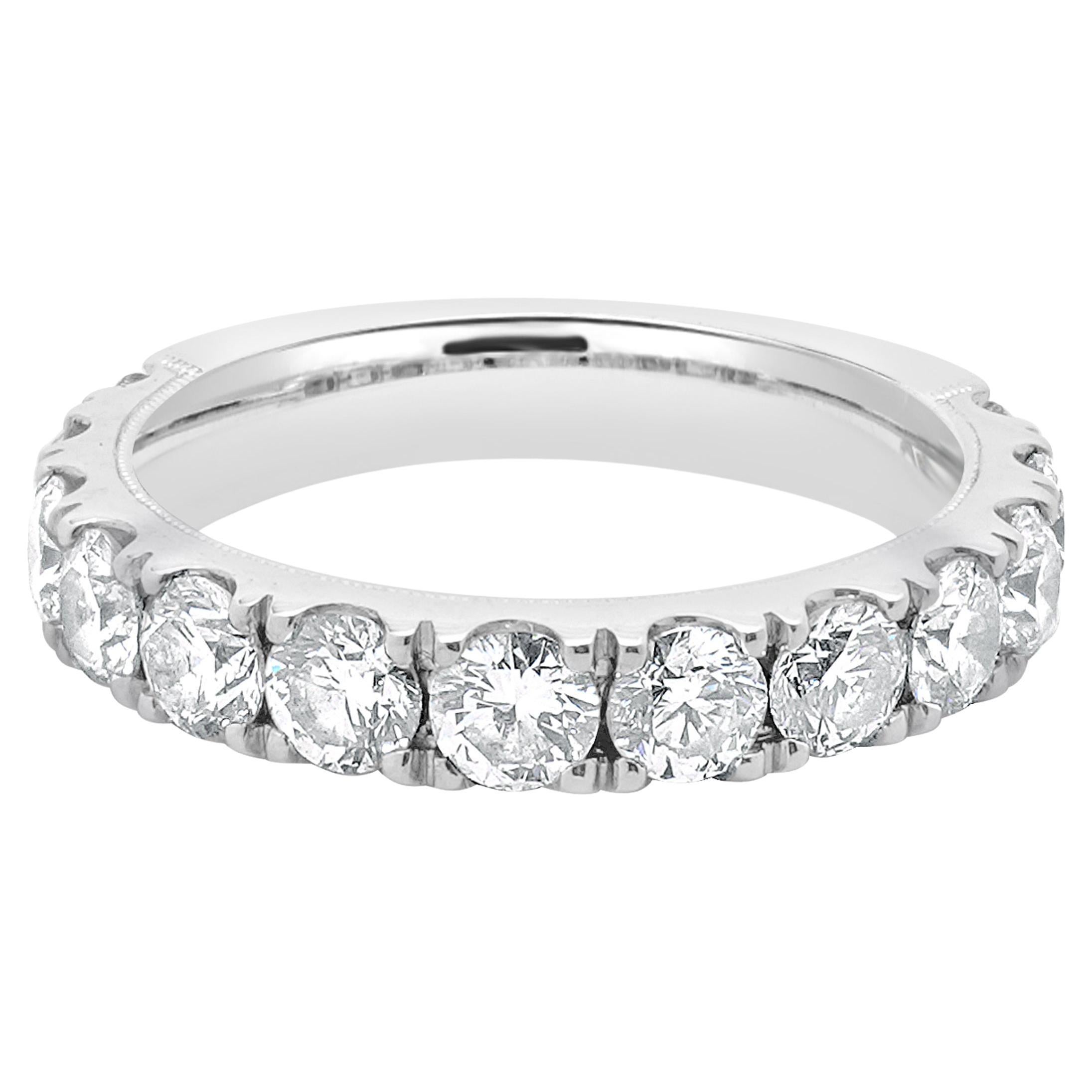 14 Karat White Gold Diamond Semi Eternity Wedding Band