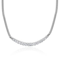 14 Karat White Gold Diamond Smile Necklace