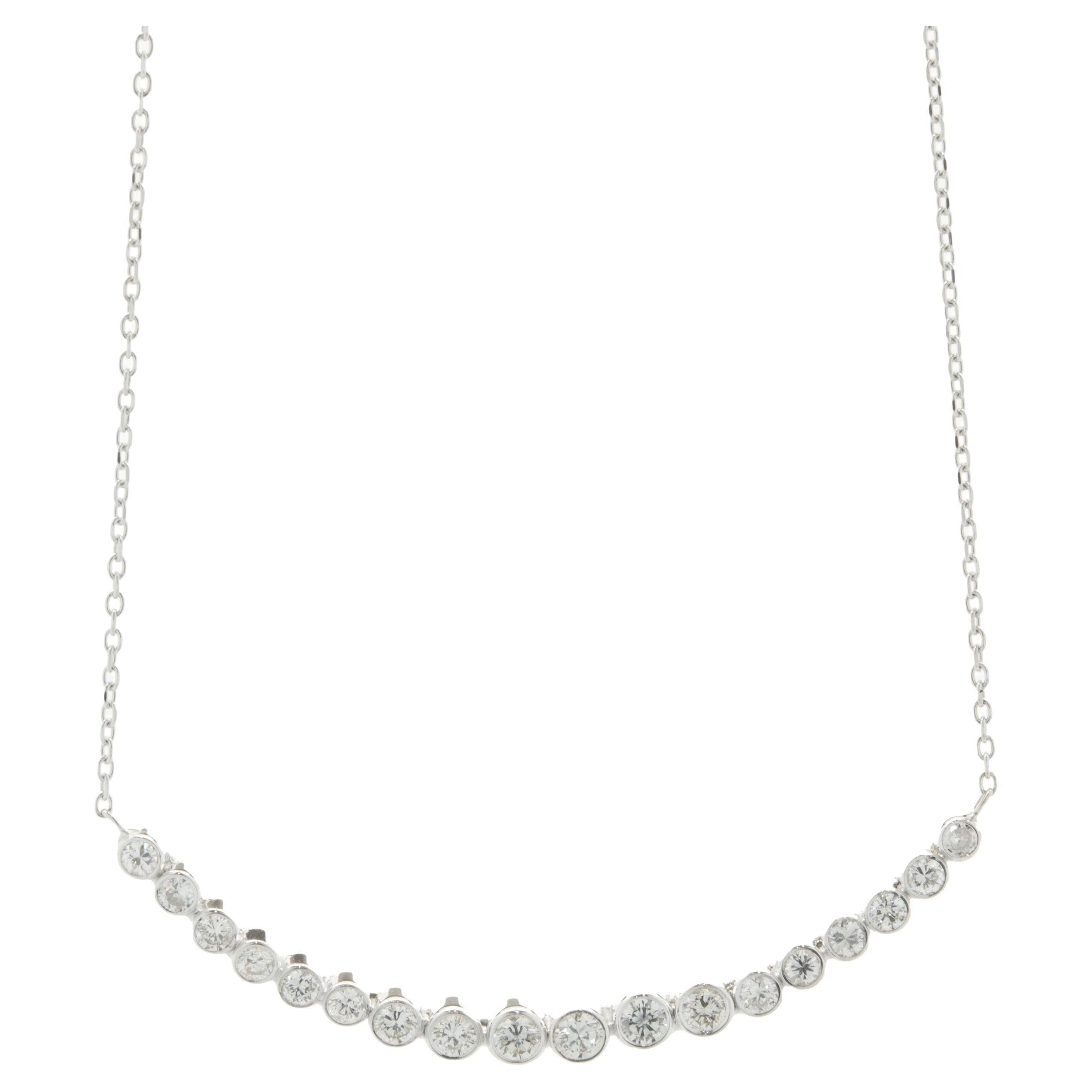 14 Karat White Gold Diamond Smile Necklace