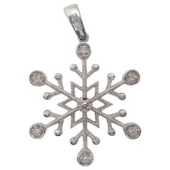 14 Karat White Gold Diamond Snowflake Pendant Charm