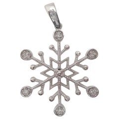 14 Karat White Gold Diamond Snowflake Pendant Charm