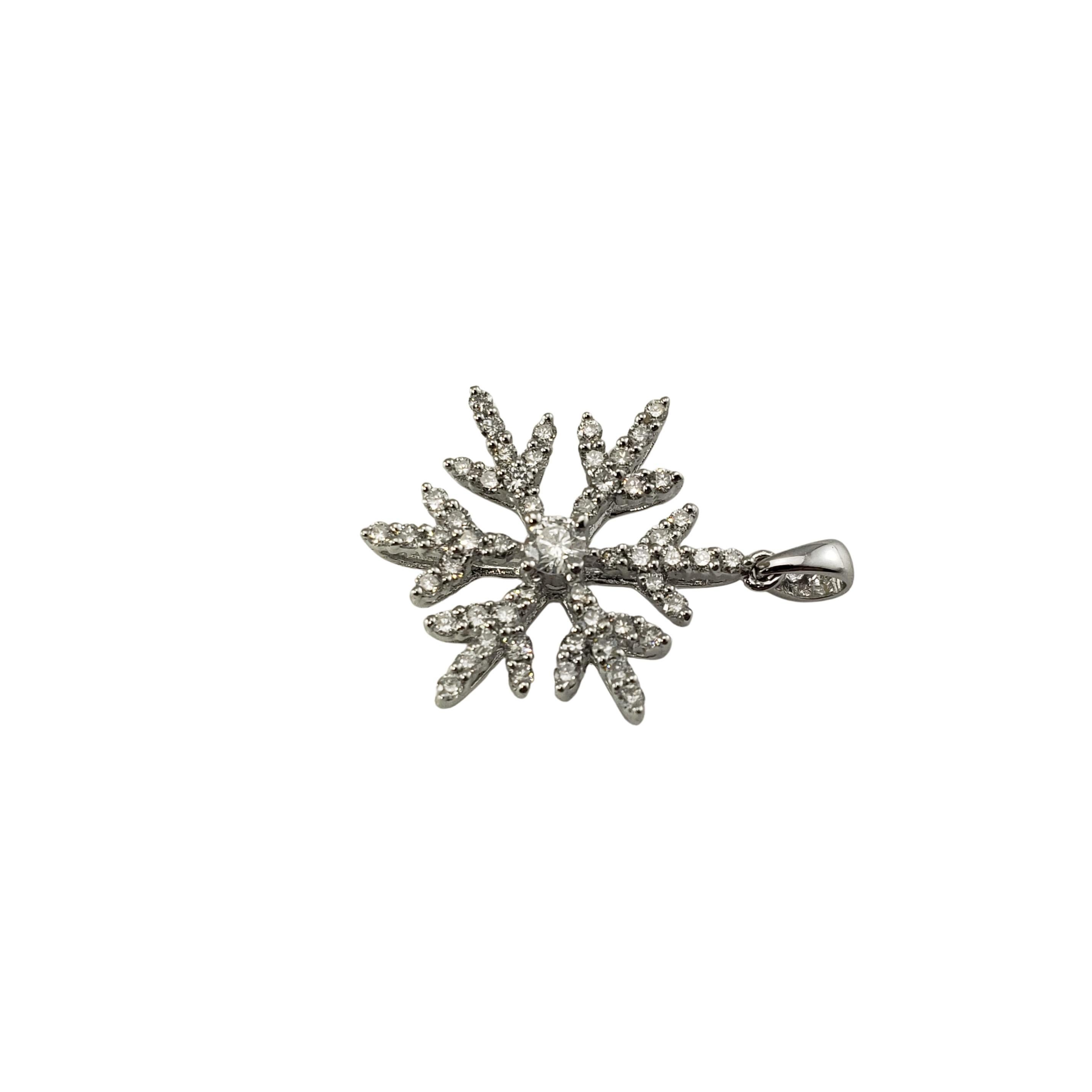 Brilliant Cut 14 Karat White Gold Diamond Snowflake Pendant For Sale