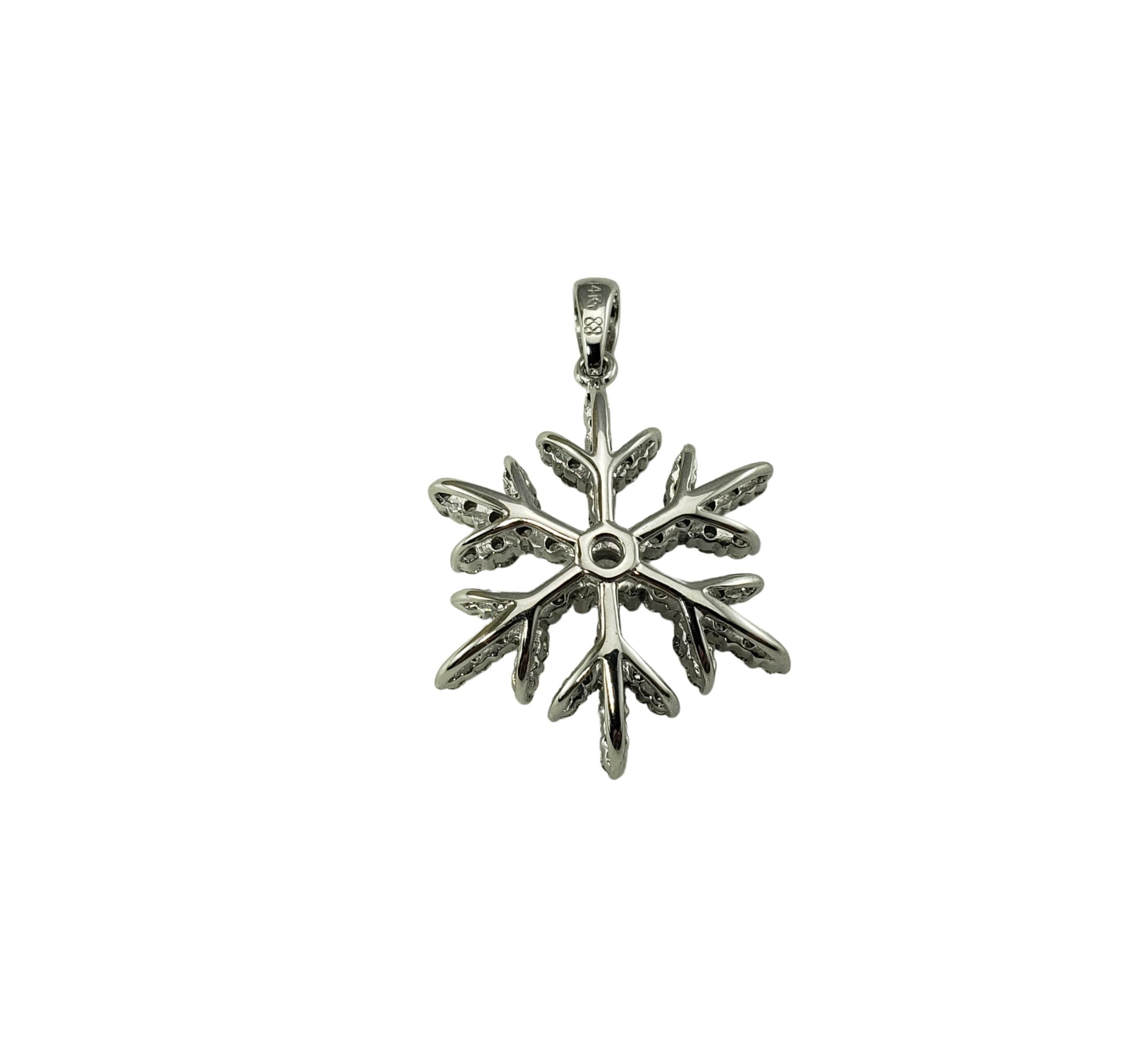 Women's 14 Karat White Gold Diamond Snowflake Pendant For Sale