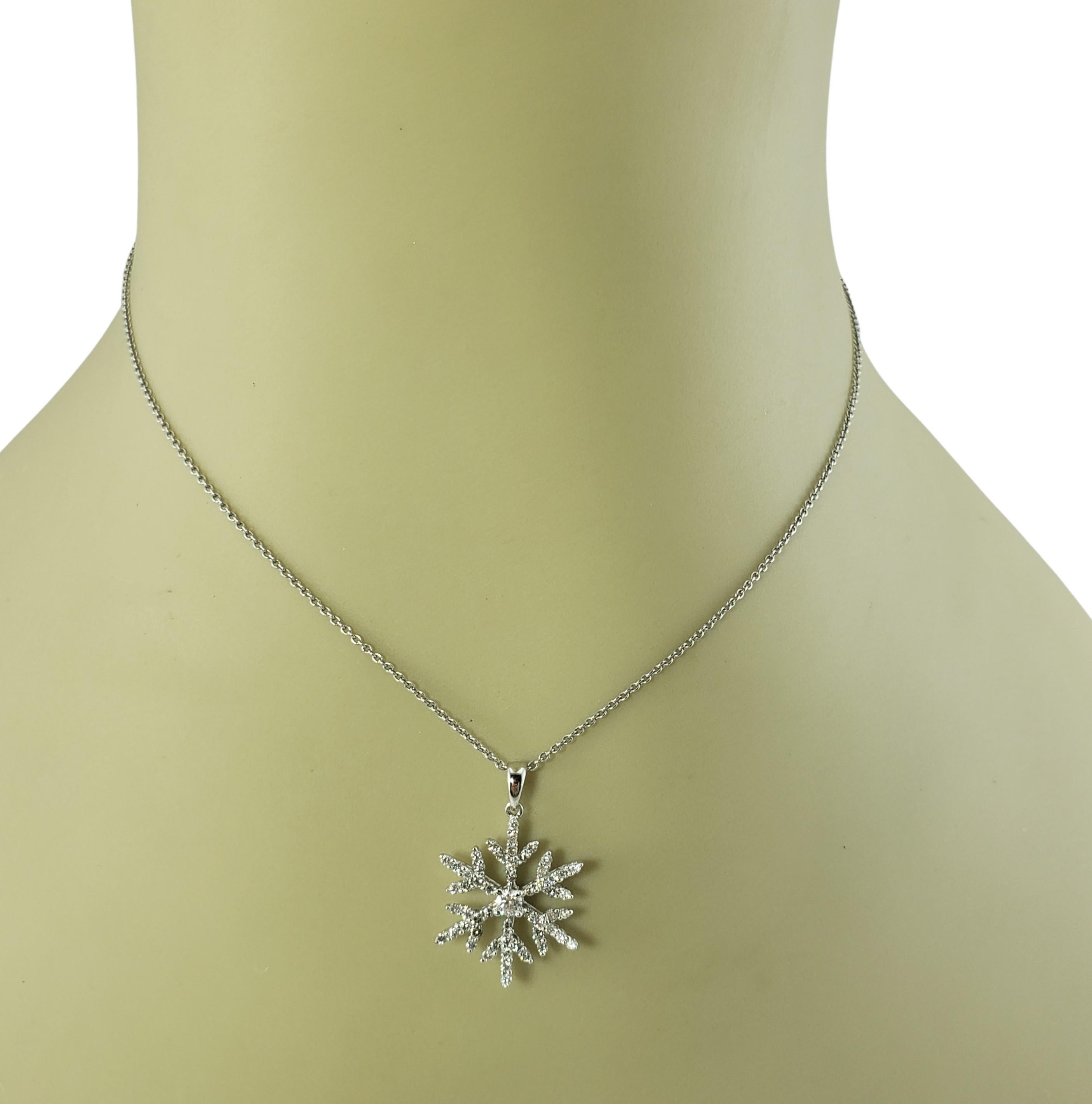 14 Karat White Gold Diamond Snowflake Pendant For Sale 3