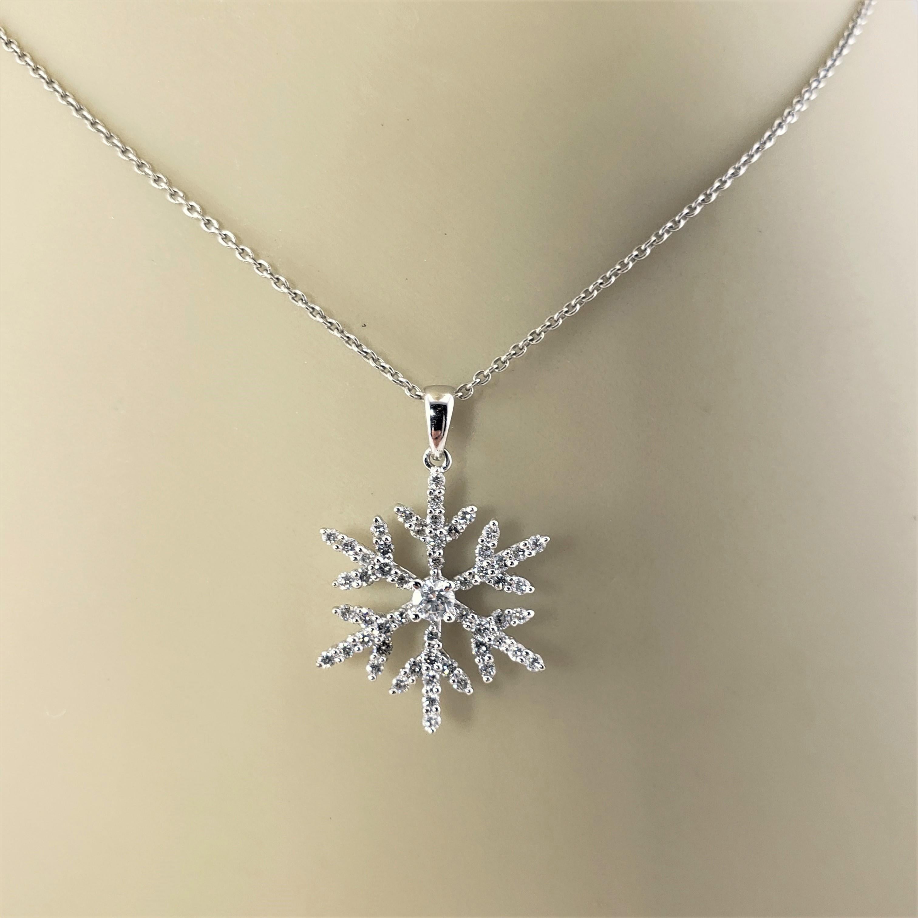 14 Karat White Gold Diamond Snowflake Pendant For Sale 4