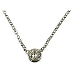 Vintage 14 Karat White Gold Diamond Solitaire Necklace #18746