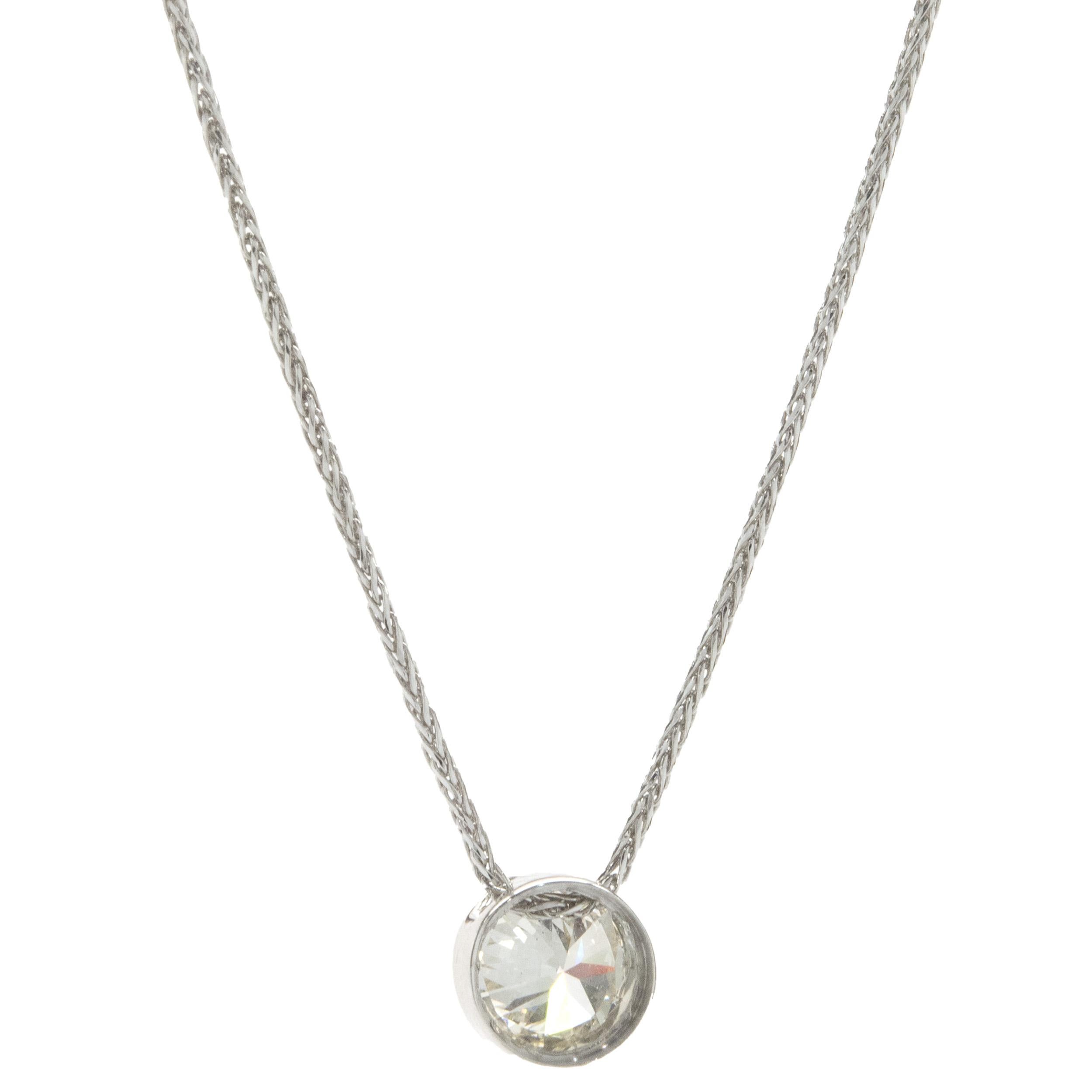 14 Karat White Gold Diamond Solitaire Necklace In Excellent Condition In Scottsdale, AZ