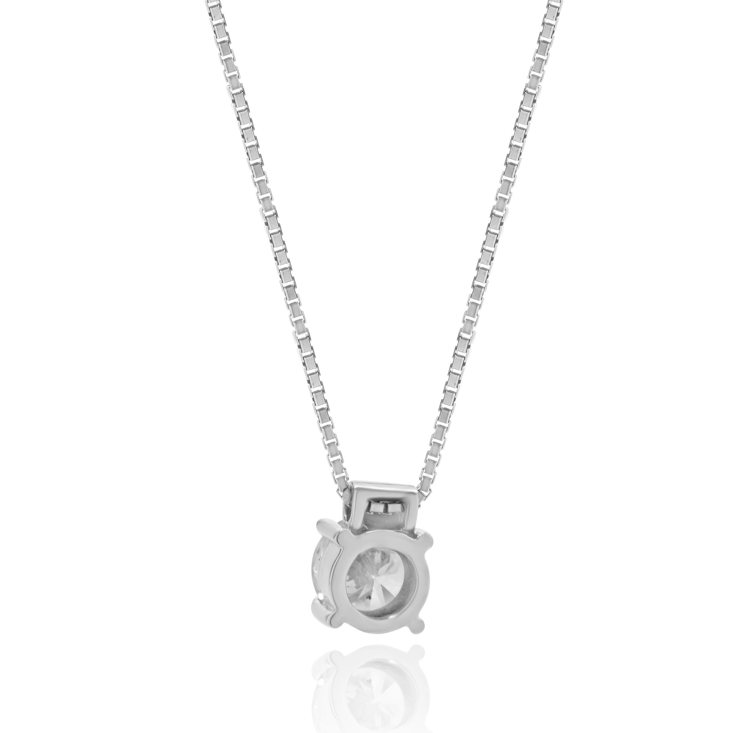 Collana con solitario di diamanti in oro bianco 14 carati In condizioni ottime in vendita a Scottsdale, AZ