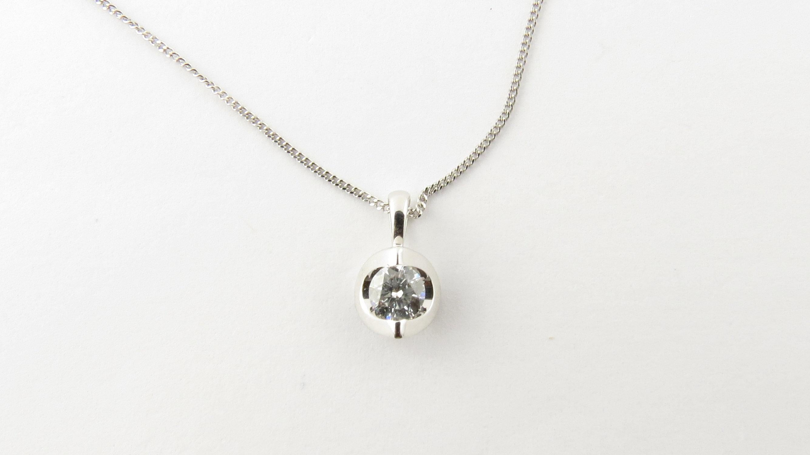 Women's 14 Karat White Gold Diamond Solitaire Necklace