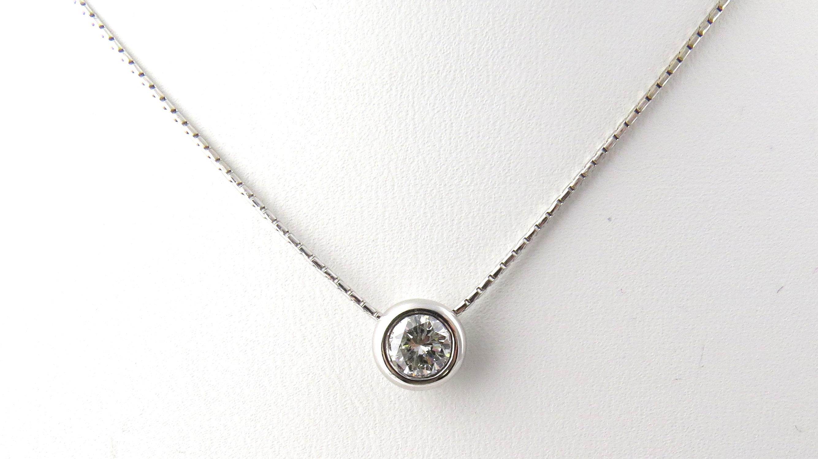 14 Karat White Gold Diamond Solitaire Necklace 2