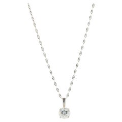 Collier solitaire en or blanc 14 carats et diamants