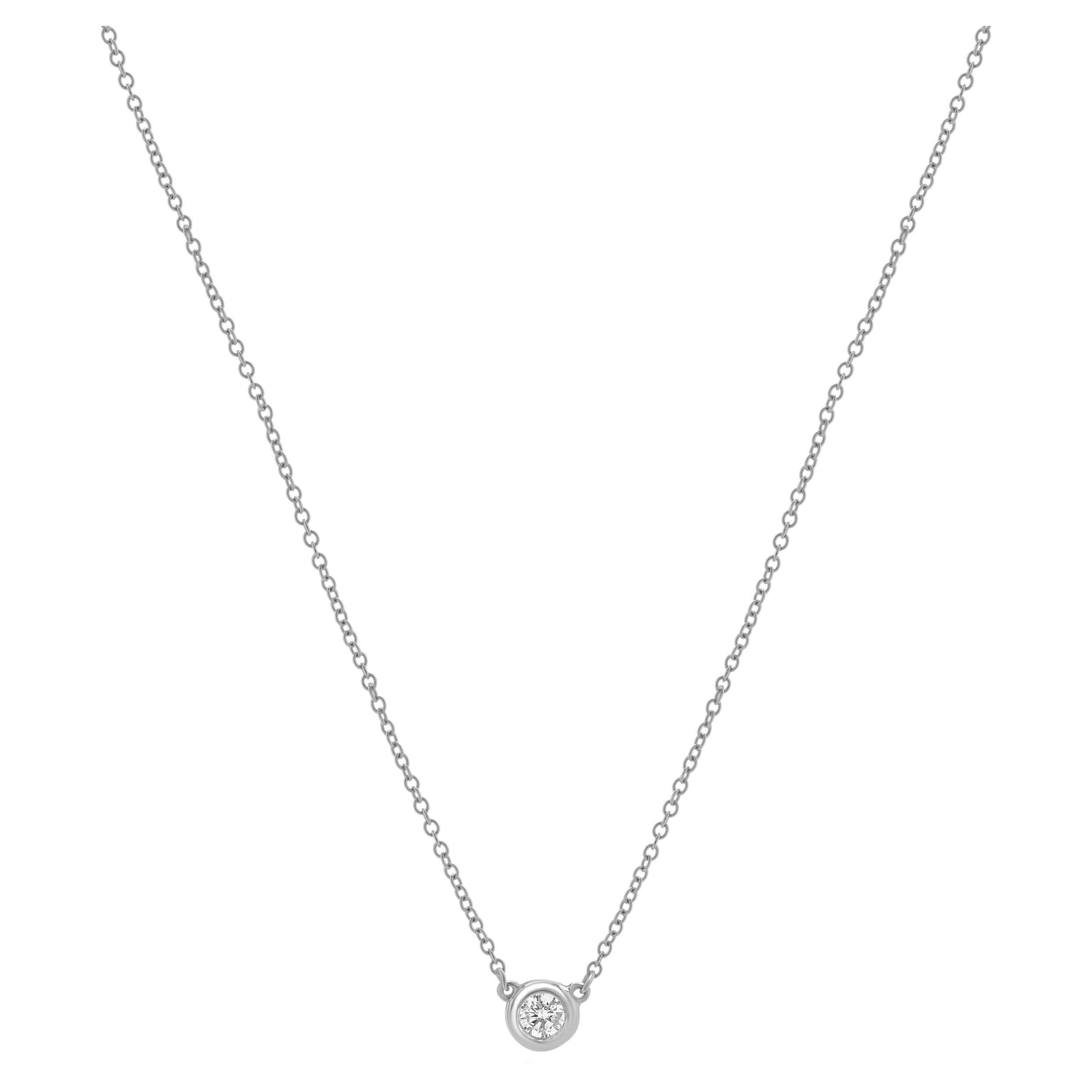 14 Karat White Gold Diamond Solitaire Necklace