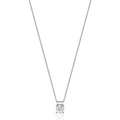 14 Karat White Gold Diamond Solitaire Necklace