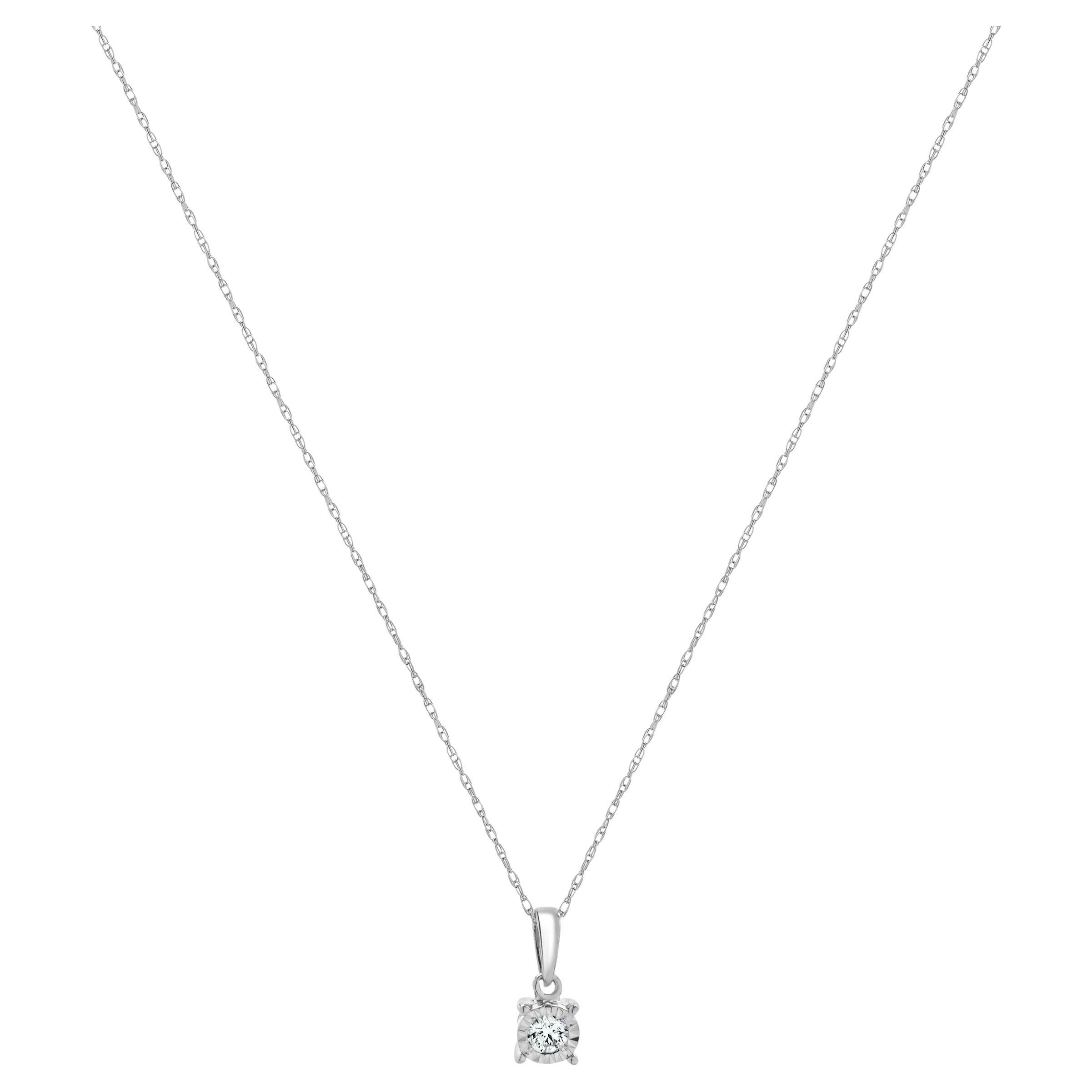 Collana con solitario di diamanti in oro bianco 14 carati
