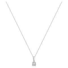 Collana con solitario di diamanti in oro bianco 14 carati