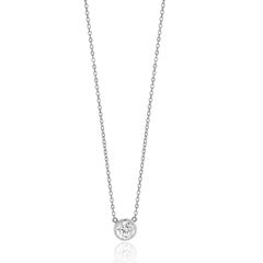 14 Karat Weißgold Diamant Solitär-Halsband mit Solitär