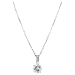 14 Karat White Gold Diamond Solitaire Pendant Necklace
