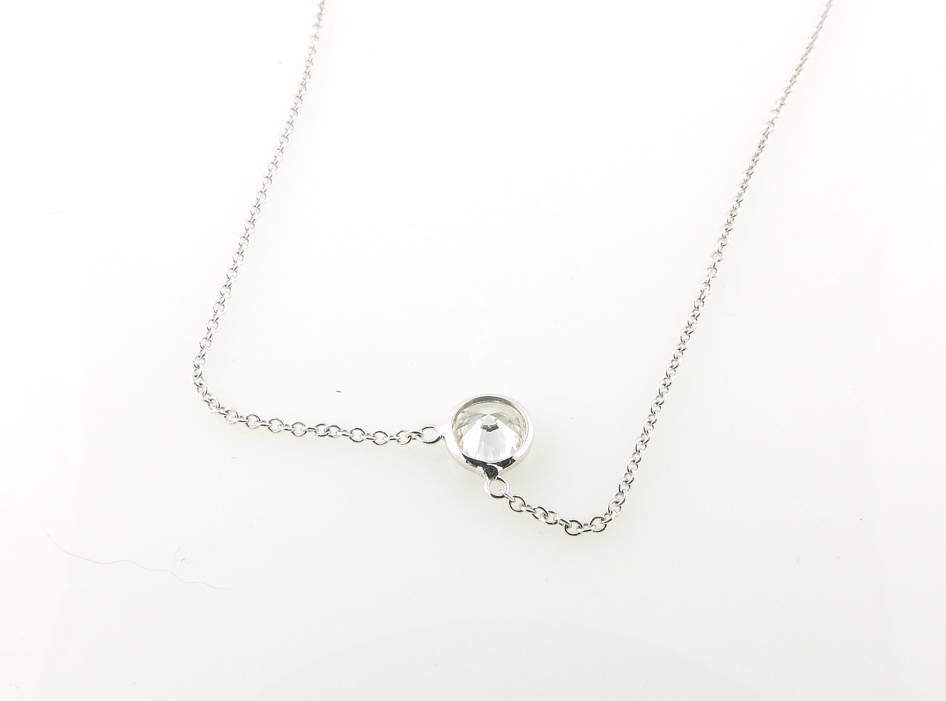 Women's 14 Karat White Gold Diamond Solitaire Pendant Necklace 