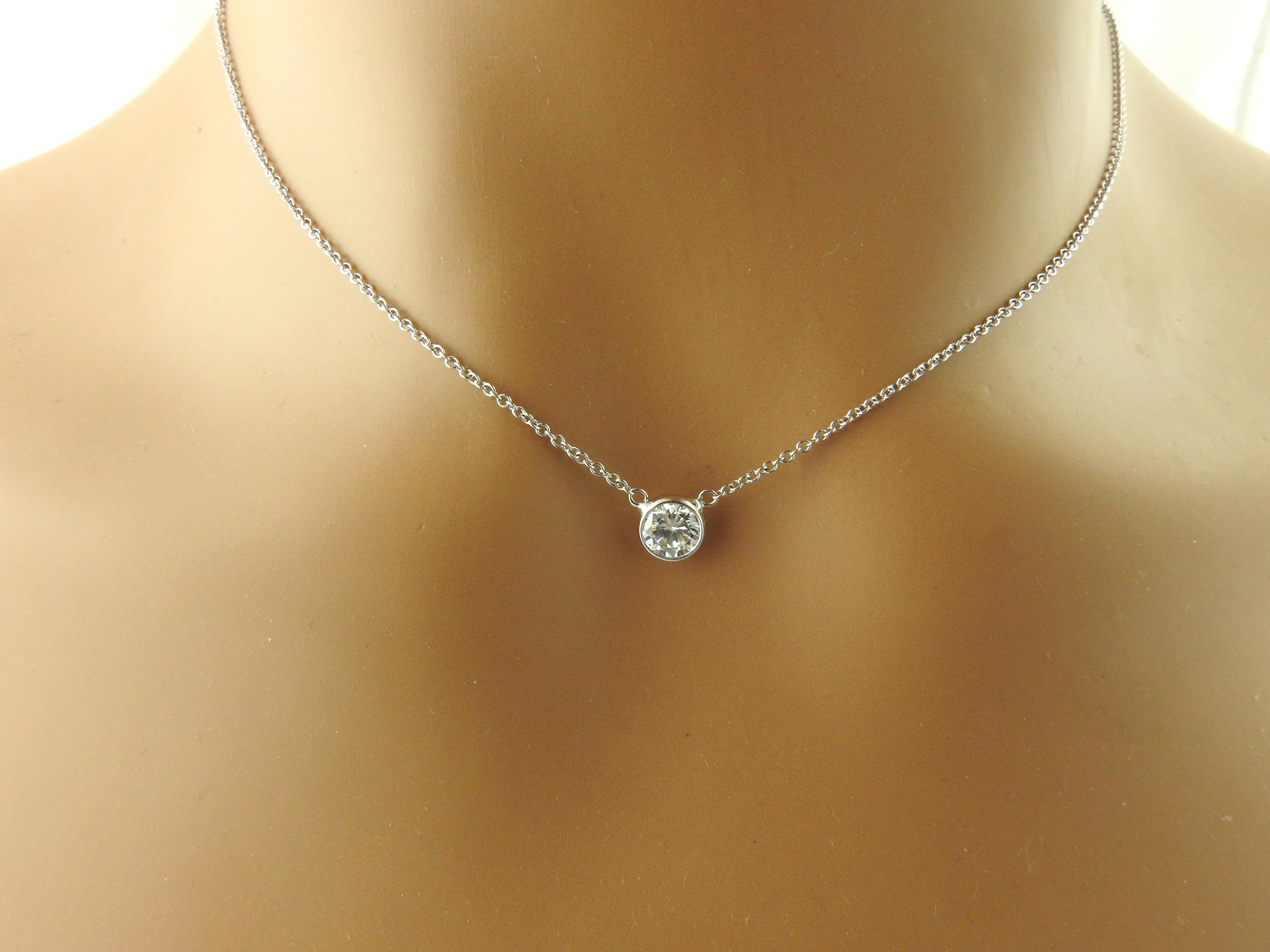 14 Karat White Gold Diamond Solitaire Pendant Necklace  3