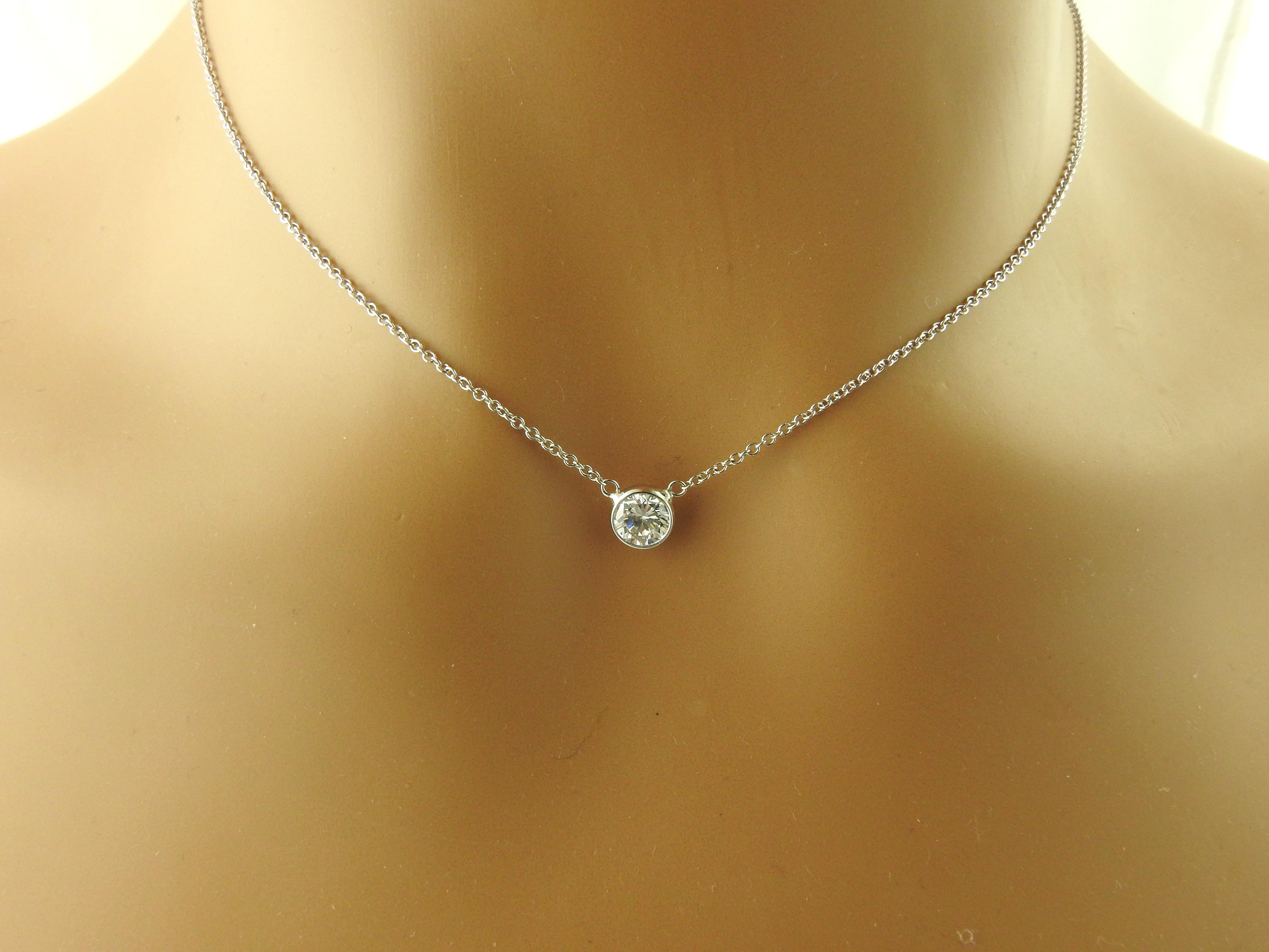 14 Karat White Gold Diamond Solitaire Pendant Necklace  4