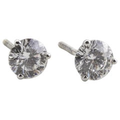 14 Karat White Gold Diamond Solitaire Stud Earrings