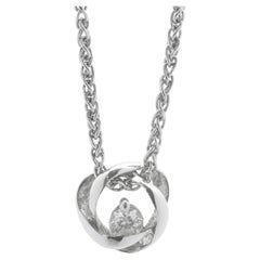 14 Karat White Gold Diamond Solitaire Swirl Necklace