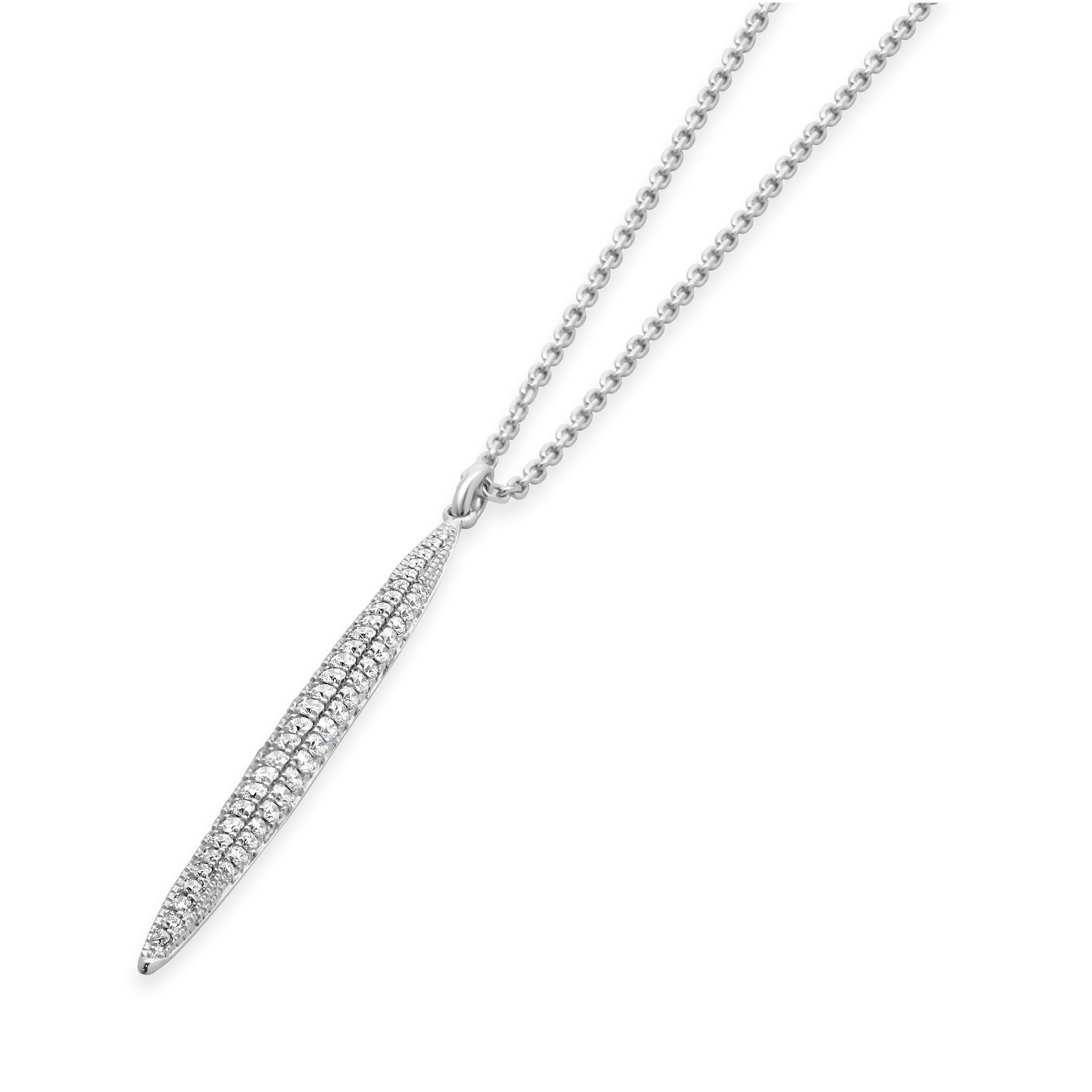 Collar Lanza Diamante Oro Blanco 14 Kilates Corte redondo en venta