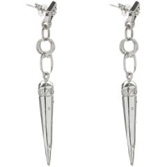 14 Karat White Gold Diamond Spike Drop Earrings
