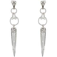 14 Karat White Gold Diamond Spike Drop Earrings