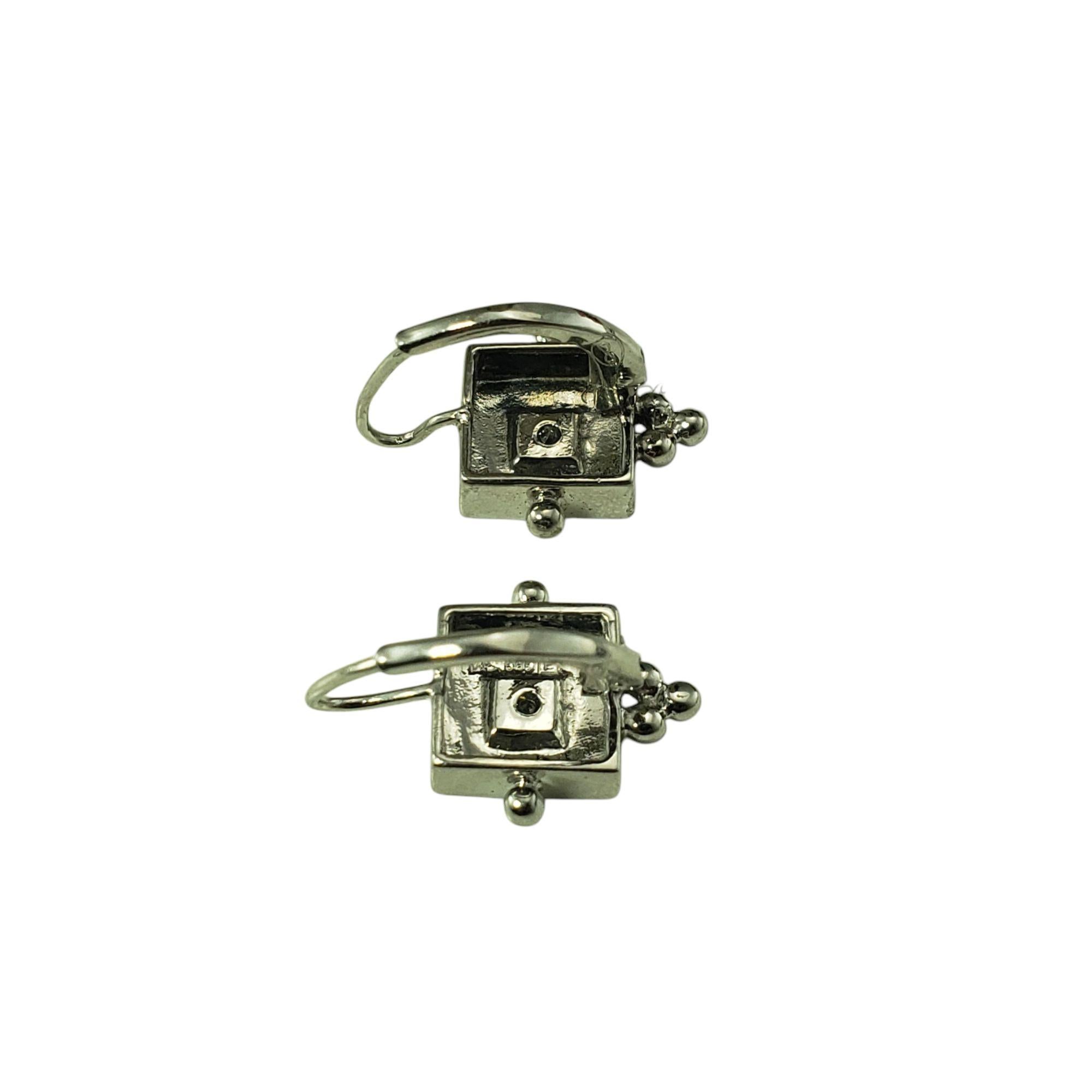Women's 14 Karat White Gold Diamond Square Lever Back Earrings #21396 For Sale