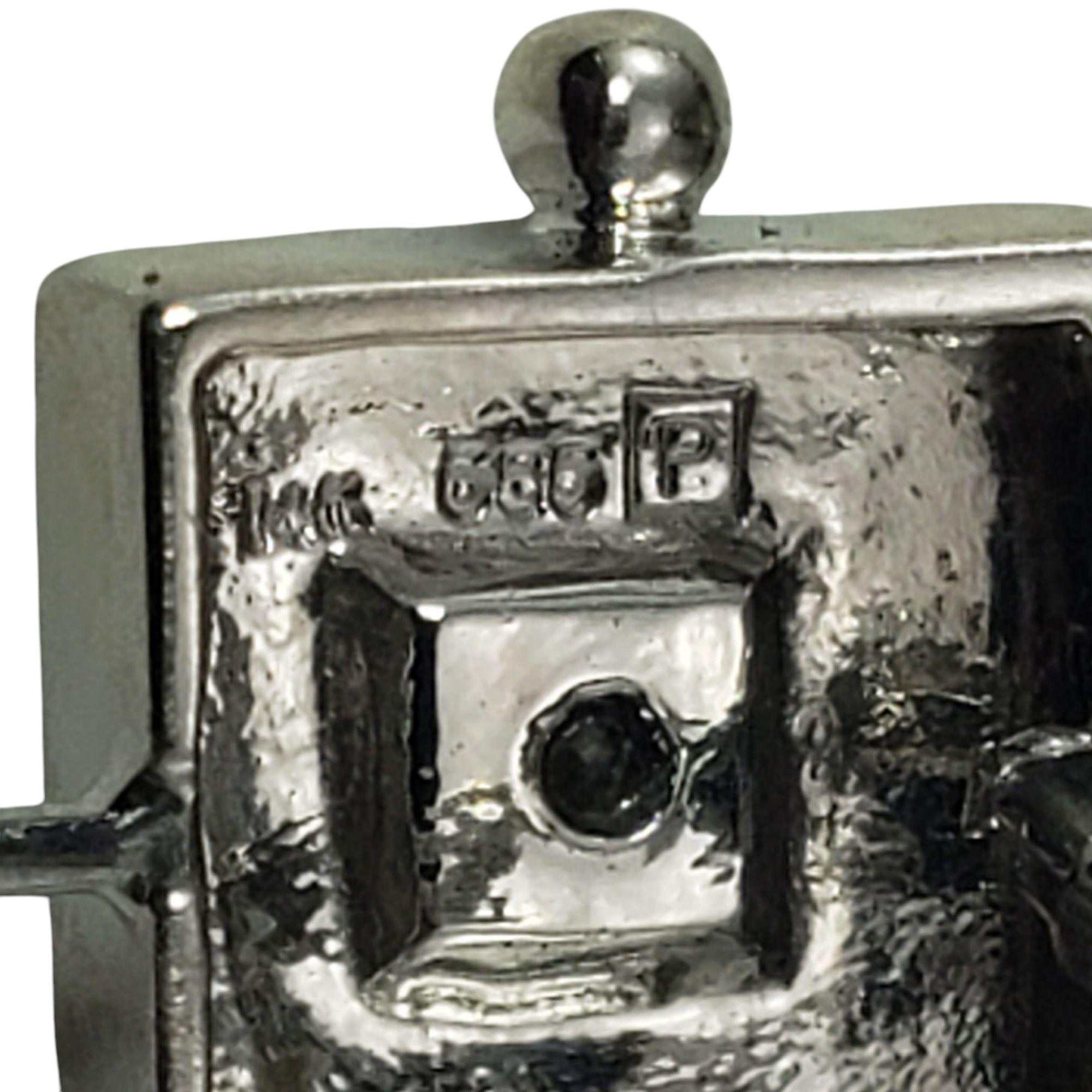 14 Karat White Gold Diamond Square Lever Back Earrings #21396 For Sale 1