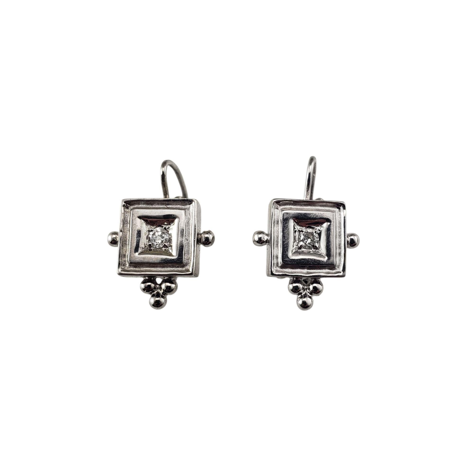 14 Karat White Gold Diamond Square Lever Back Earrings #21396 For Sale