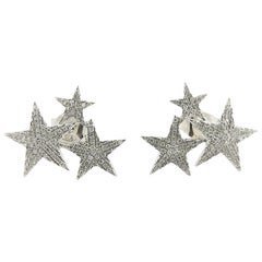 14 Karat White Gold Diamond Star Earrings