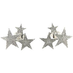 14 Karat White Gold Diamond Star Earrings