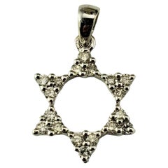 Pendentif étoile de David en or blanc 14 carats et diamants n° 19552