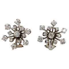 14 Karat White Gold Diamond Starburst Earrings