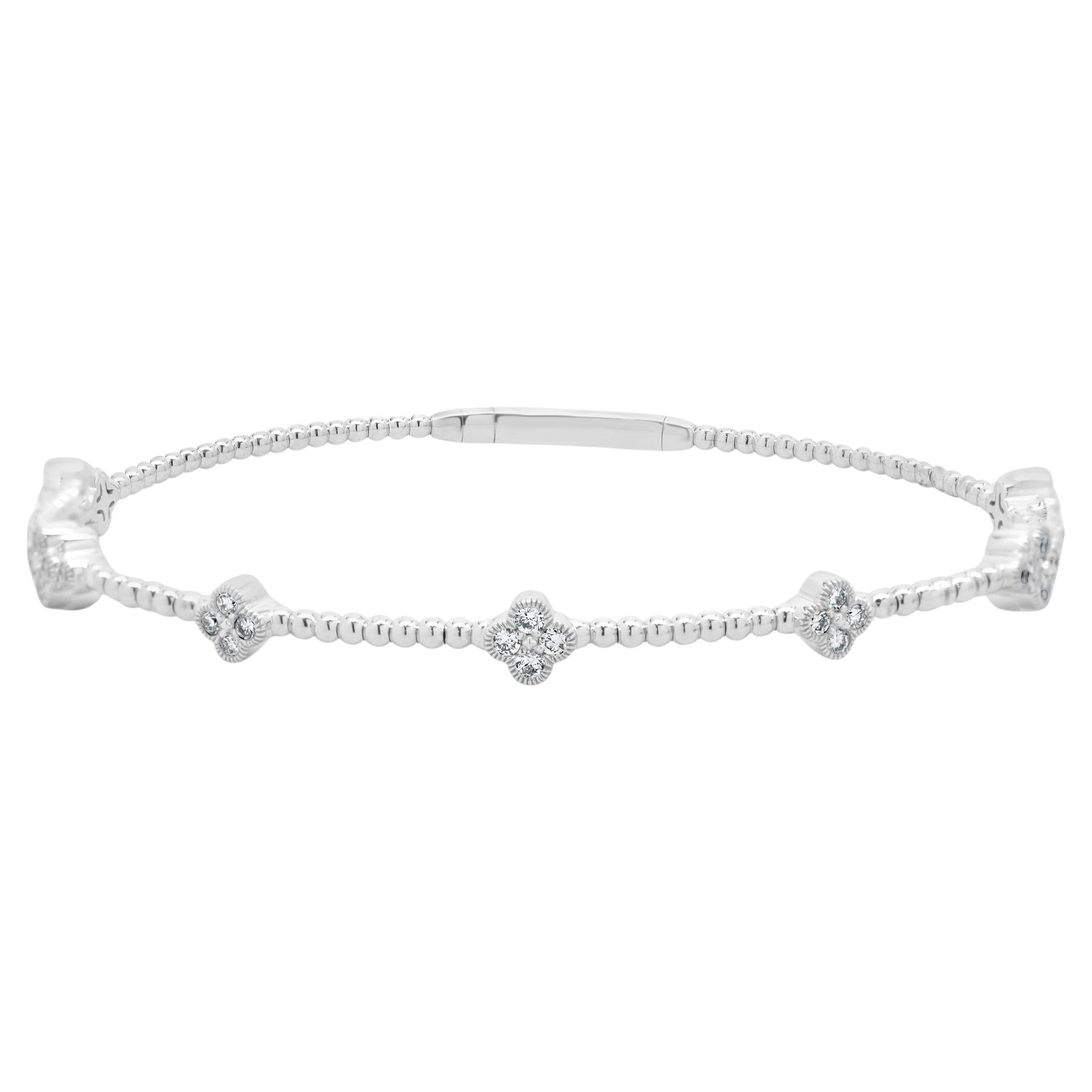 14 Karat White Gold Diamond Station Bangle