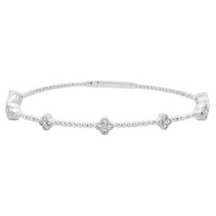 14 Karat White Gold Diamond Station Bangle